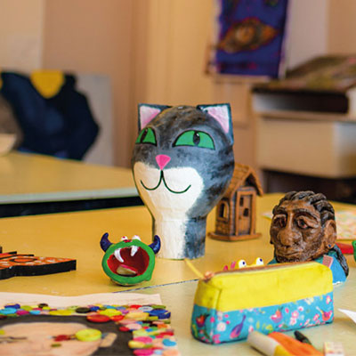 craft projects on table